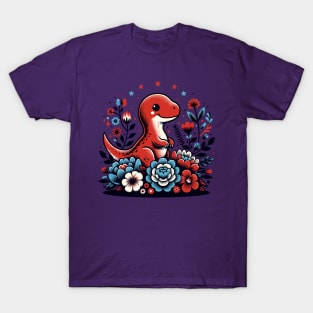 Cute dinosaur with flowers T-Shirt